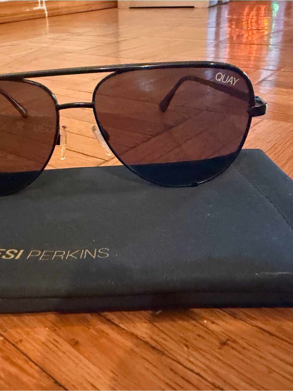 Quay Australia Black Frame Brown Lens Aviator Sunglasses